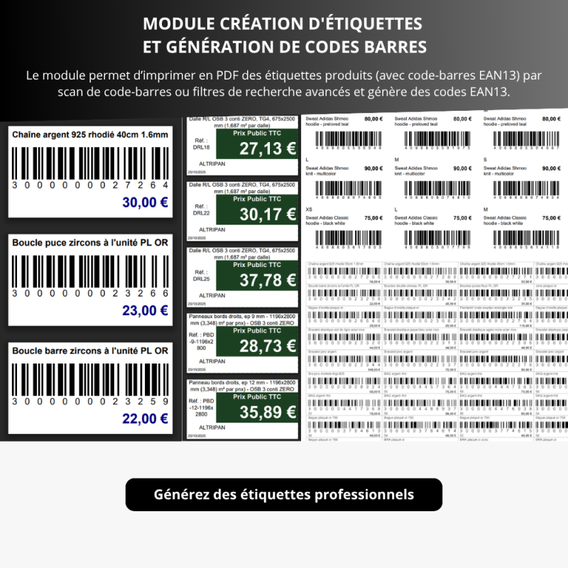 Labello Code Barre Module Création d'étiquettes et génération de codes barres